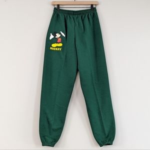 Vintage 90's Official Walt Disney Parks Mickey Mouse Sweatpants Green Sz Med